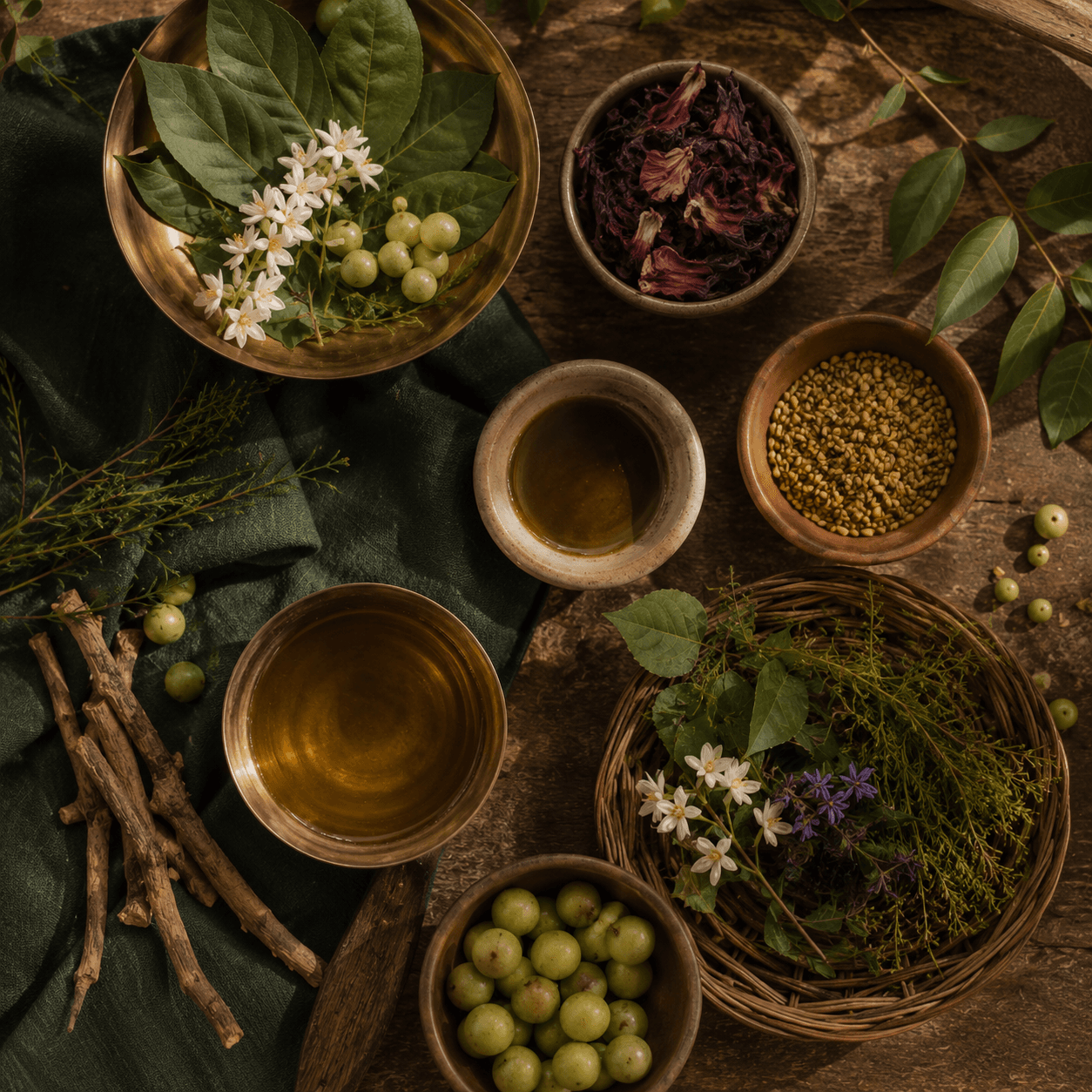 Warm RUVS Naturals botanical flat lay square