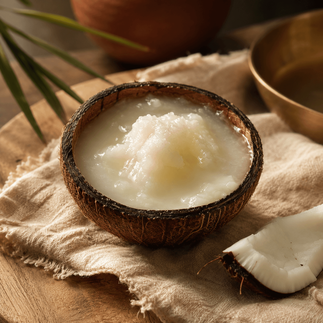 Coconut oil ingredient visual for RUVS Naturals Hibiscus Hair Oil