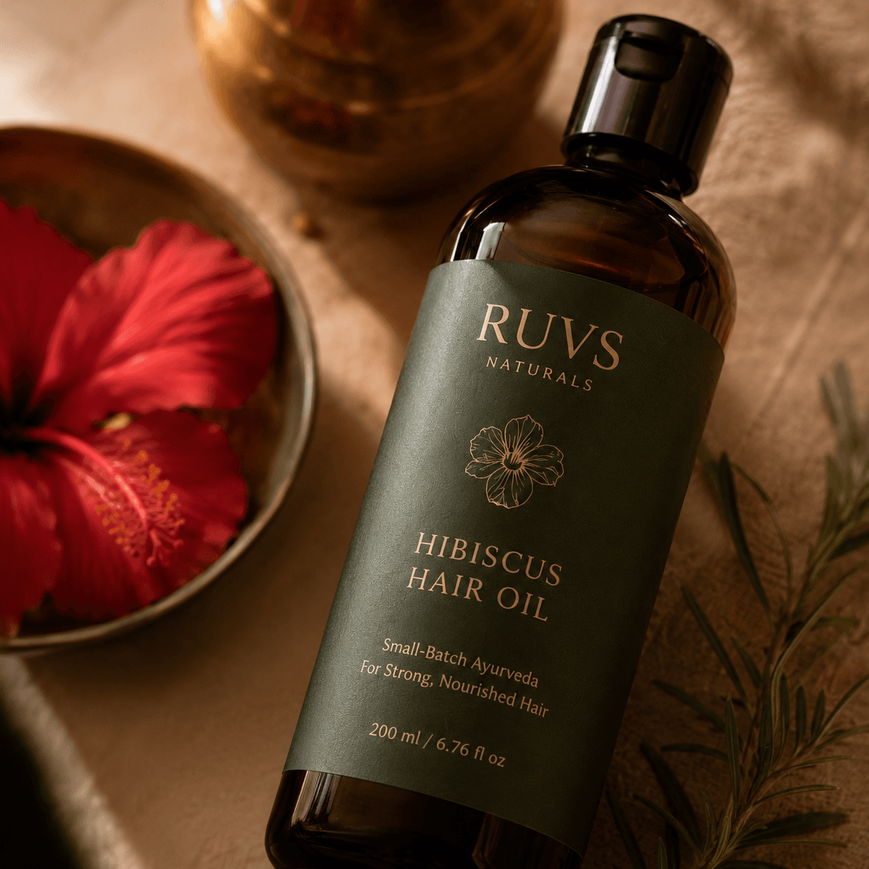 Small-batch hair oil being prepared with care