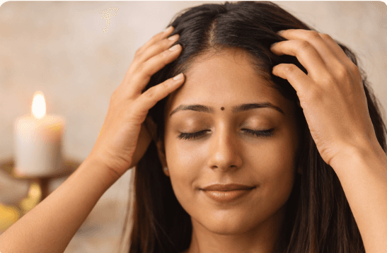 Massage slowly step in the RUVS Naturals hibiscus hair oil routine